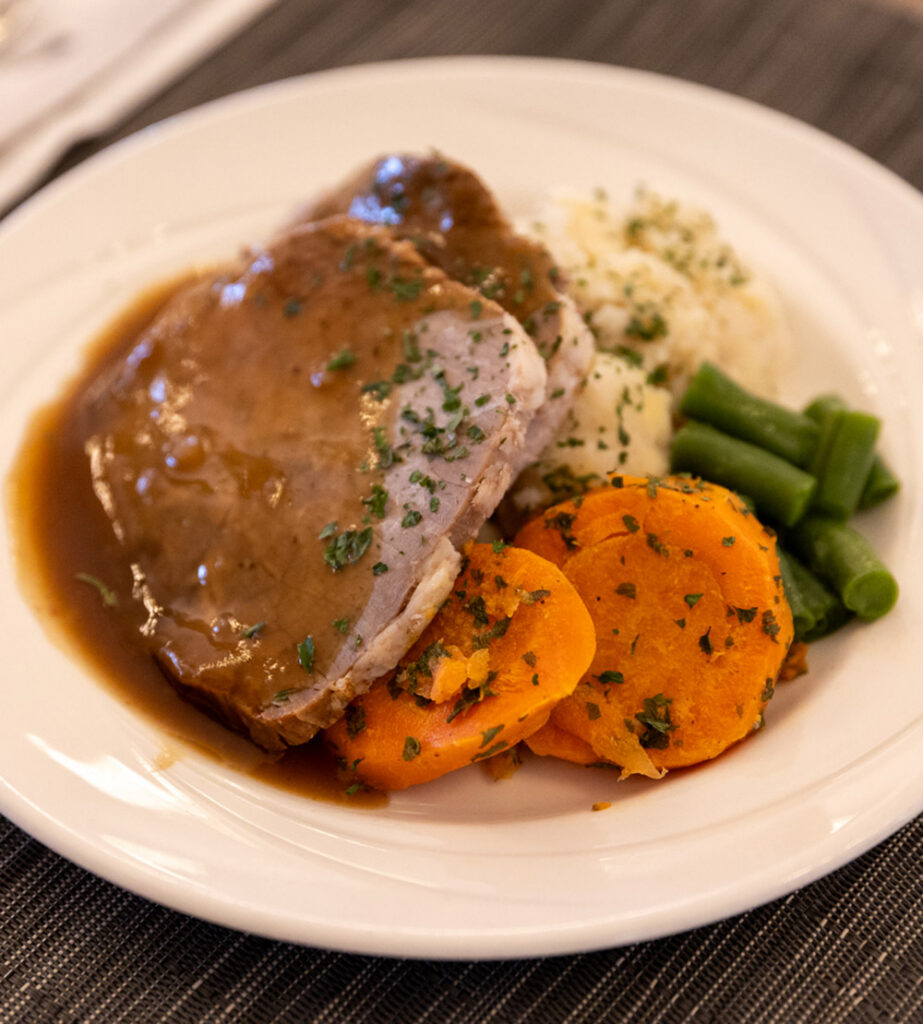 dinner meal with meat and vegetables