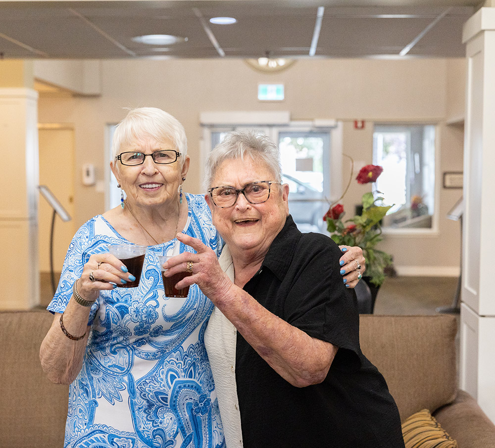 resident friends with drinks