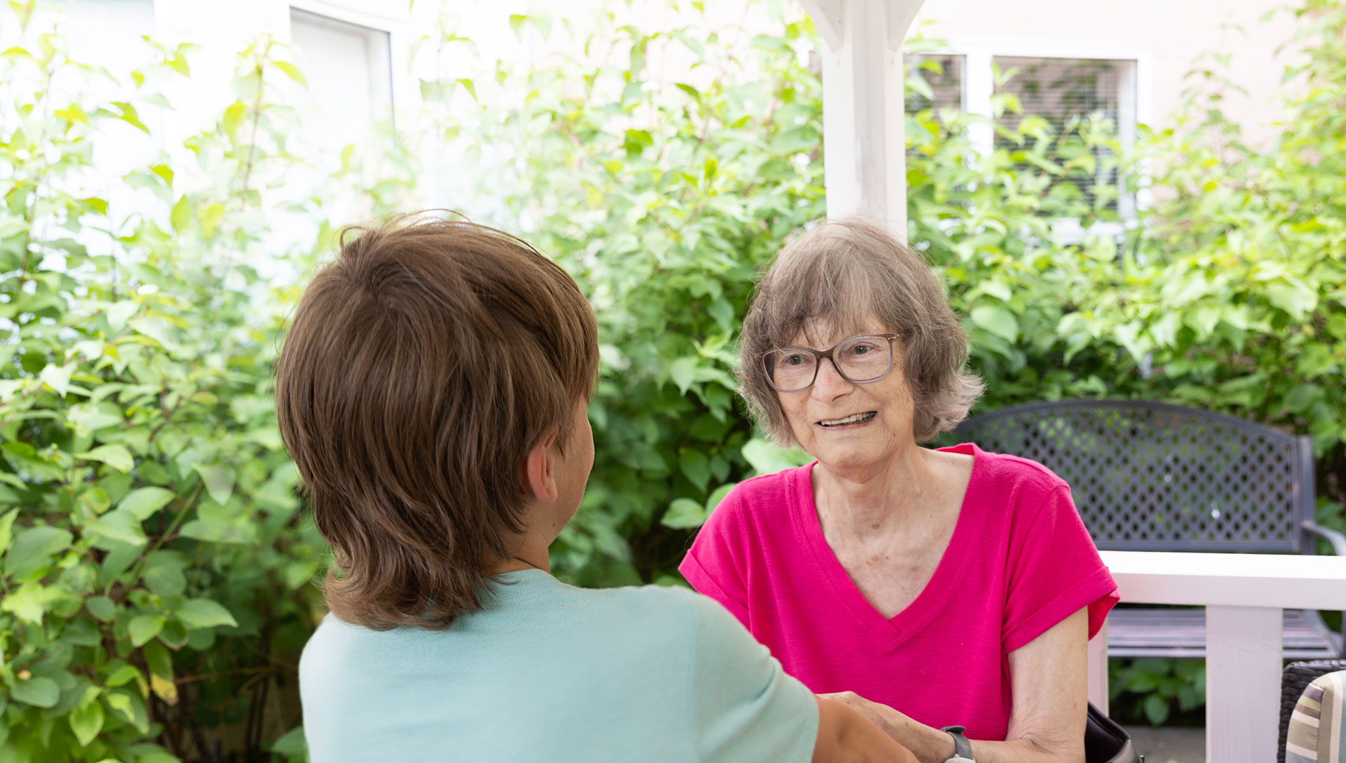 resident visiting with family member