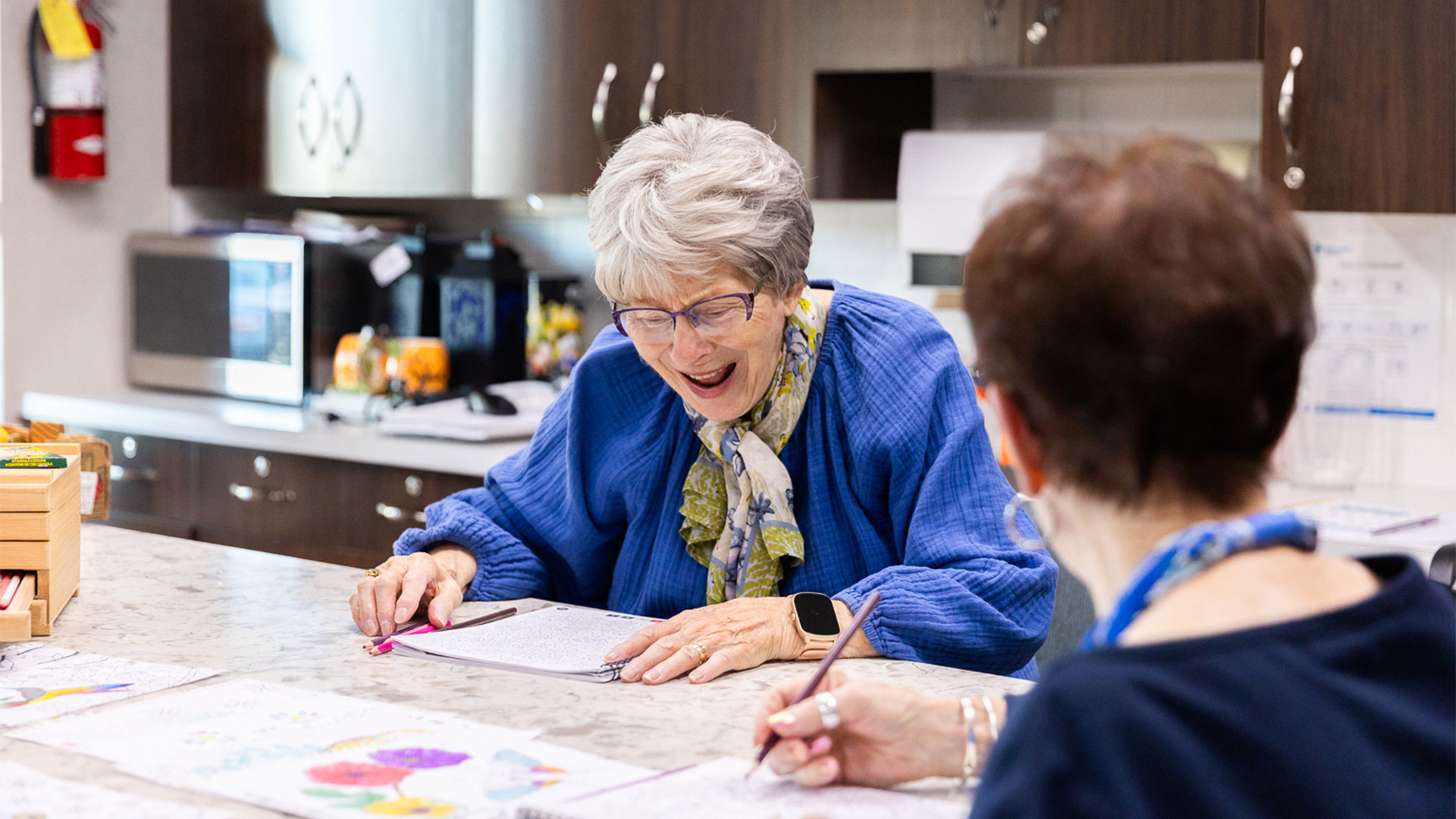 residents colouring activity