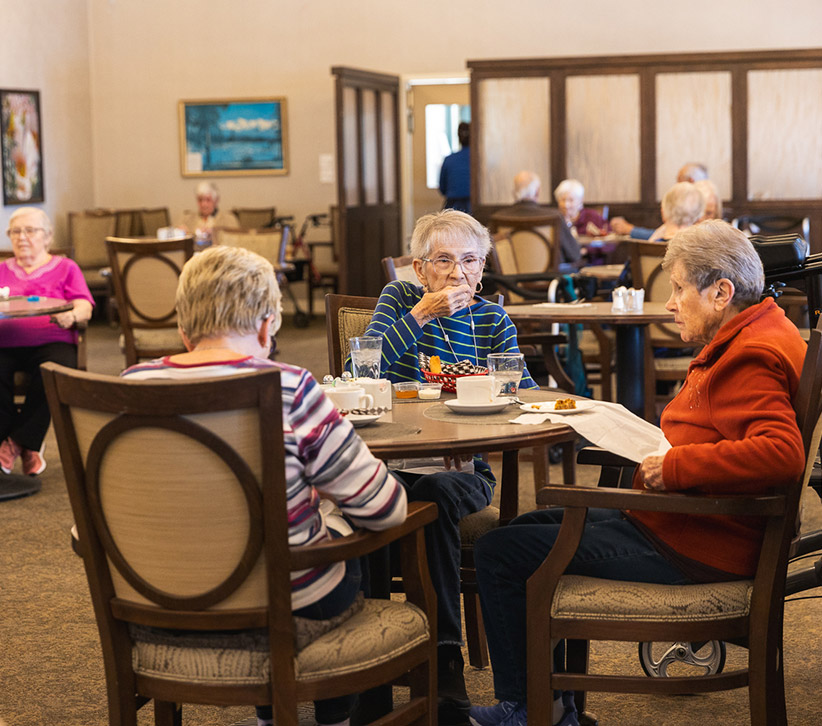 residents having meal together