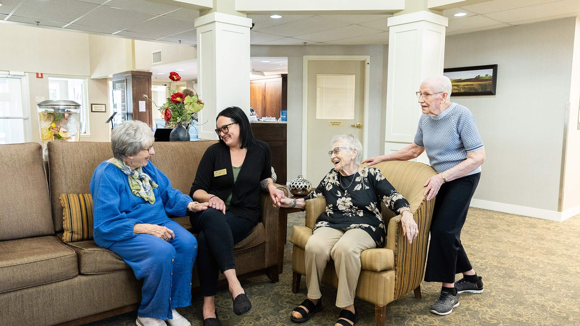 staff spending time with residents