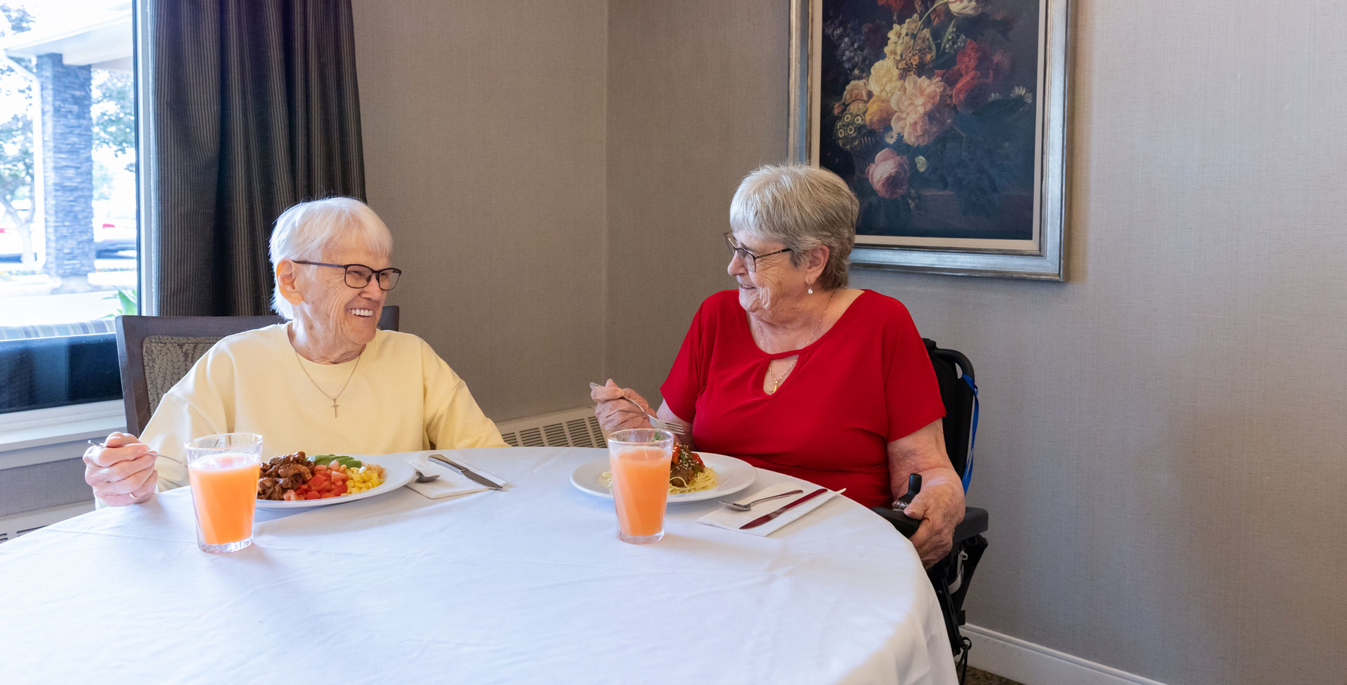 two residents dining